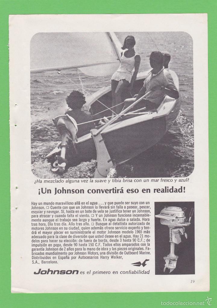Coleccionismo de revistas y peri&oacute;dicos: PUBLICIDAD 1965. ANUNCIO MOTORES JOHNSON