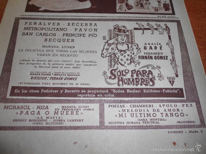 Collezionismo di Riviste e Giornali: HOJA PUBLICIDAD PRENSA 1961: ANAL&Iacute;A GADE, F. FERNAN G&Oacute;MEZ, SOUTH PACIFIC, MARIA CARMEN ACEVEDO