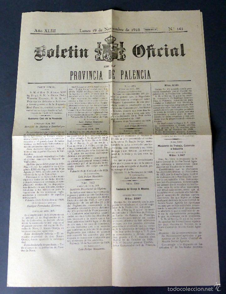 Collezionismo di Riviste e Giornali: Bolet&iacute;n Oficial Provincia de Palencia 19 noviembre 1928 n&ordm; 142