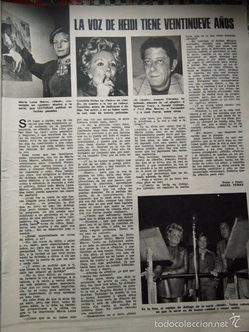 Coleccionismo de revistas y peri&oacute;dicos: RECORTE heidi maria luisa marco conchita nu&ntilde;ez joaquin vidriales doblaje dobladores