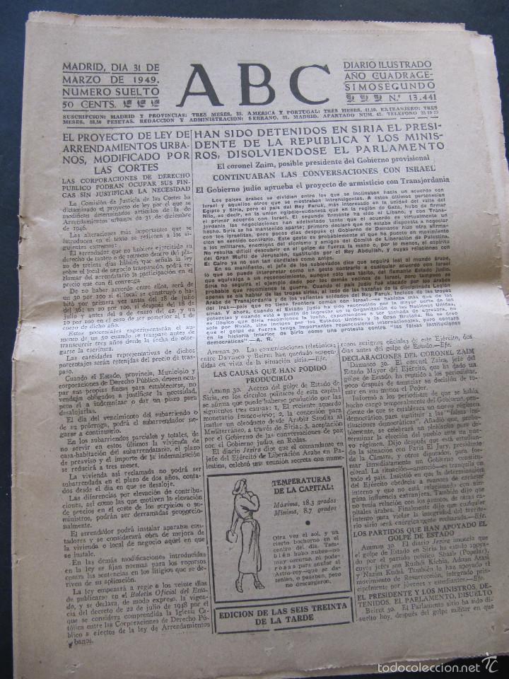 Coleccionismo de revistas y peri&oacute;dicos: PERIODICO DIARIO ABC 31 MARZO 1949