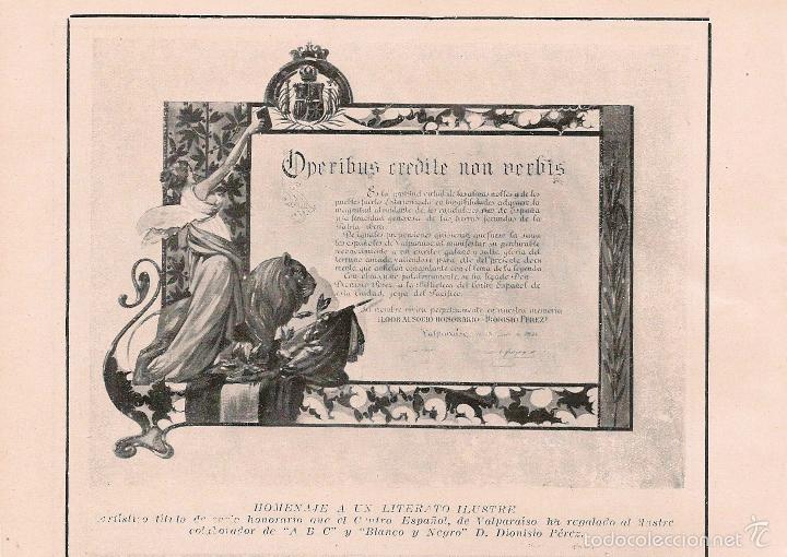 Coleccionismo de revistas y peri&oacute;dicos: * CENTRO ESPA&Ntilde;OL * Homenaje al colaborador de ABC D. Dionisio P&eacute;rez - 1921