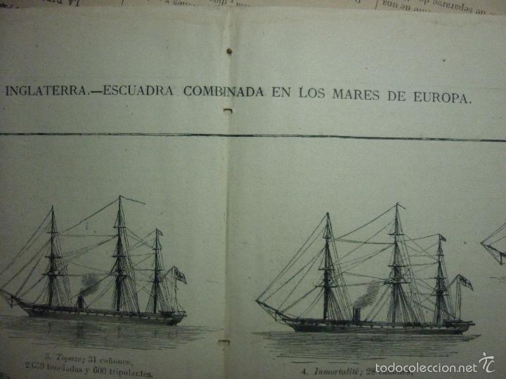 Coleccionismo de revistas y peri&oacute;dicos: ORIGINAL DEL A&Ntilde;O 1872 ESCUADRA INGLESA, COMBINADA EN LOS MARES DE EUROPA. 52 X 37 DOBLE P&Aacute;GINA