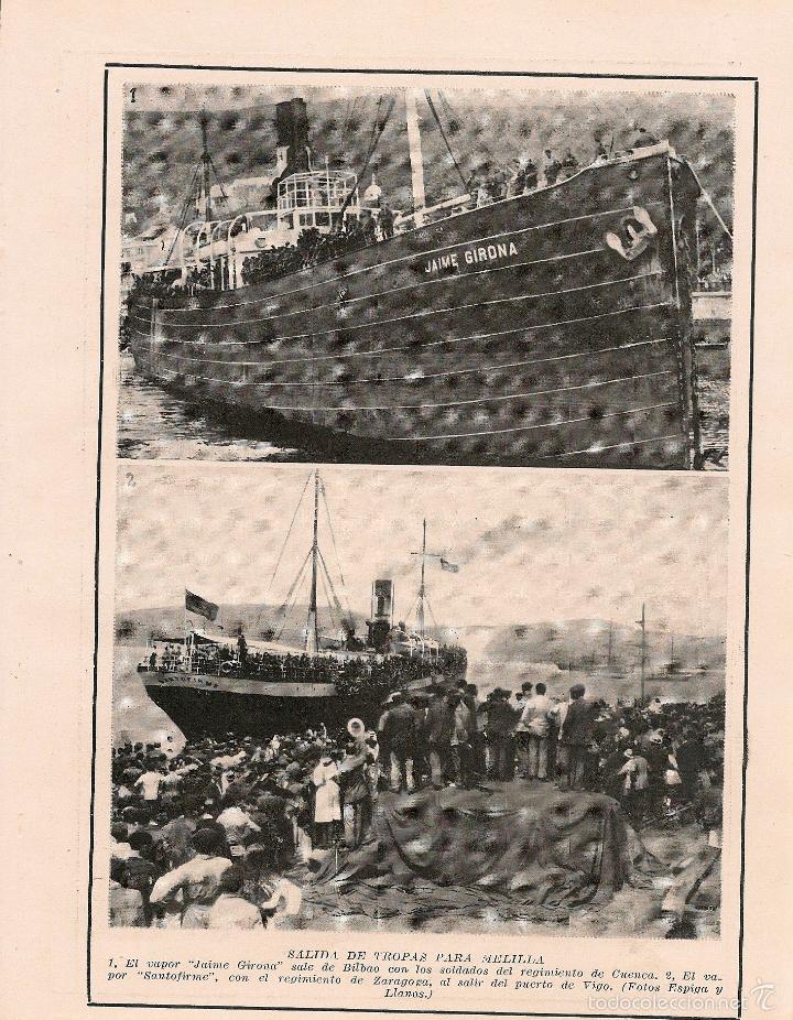 Collection Magazines and Newspapers: * VIGO * Tropas con destino a Melilla, vapor Jaime Girona y Santofirme - 1921
