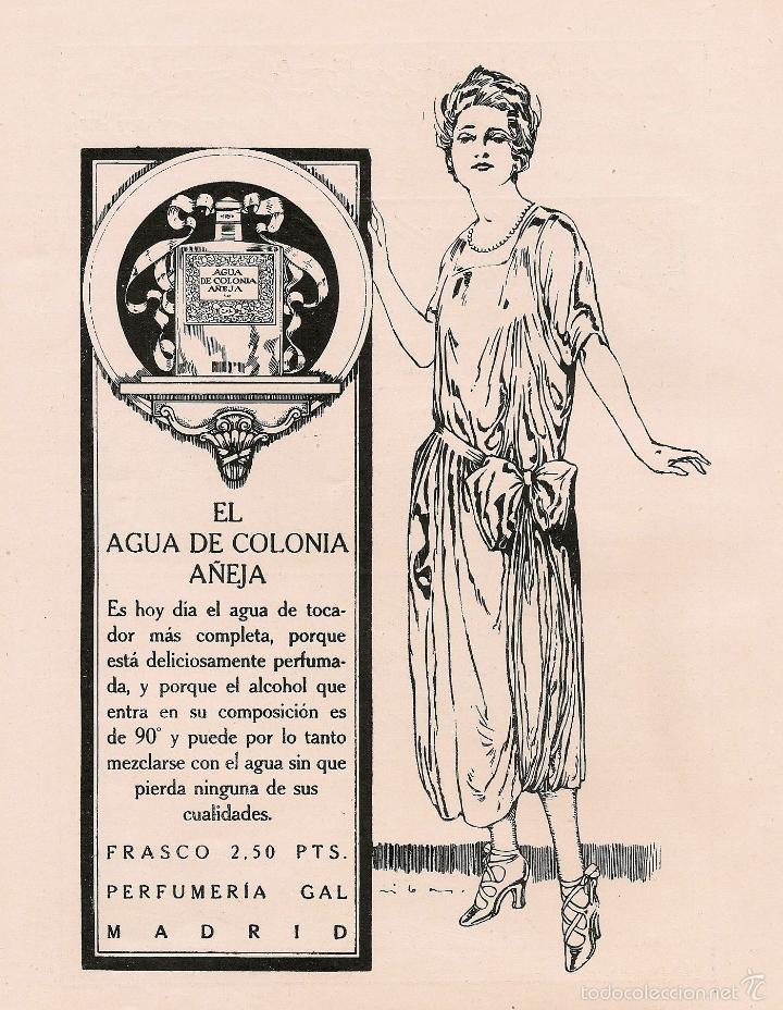 Coleccionismo de revistas y peri&oacute;dicos: Publicidad agua de colonia A&ntilde;eja de perfumer&iacute;a Gal / dibujo Ribas - 1921
