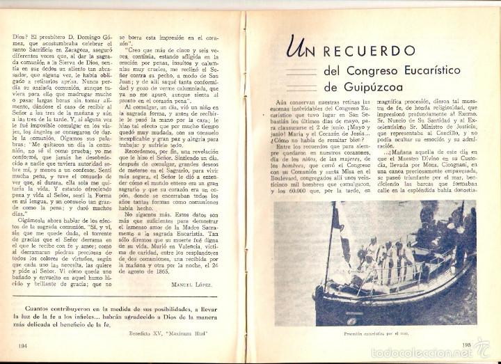 Collezionismo di Riviste e Giornali: 1946 REPARACION LA GRAN PROMESA LAS HUELGAS BURGOS SANTA MICAELA GUIPUZCOA PROCESION EUCARISTICA MAR