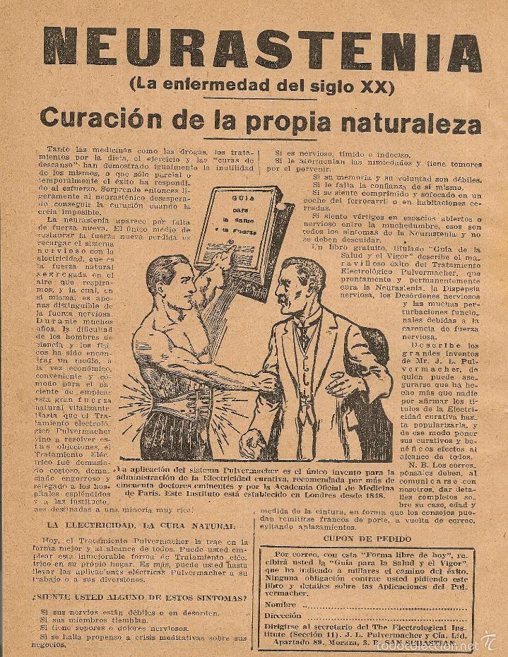 Collection Magazines and Newspapers: Publicidad terapia contra la neurastenia sistema Pulvermacher de The Electological Institute - 1921
