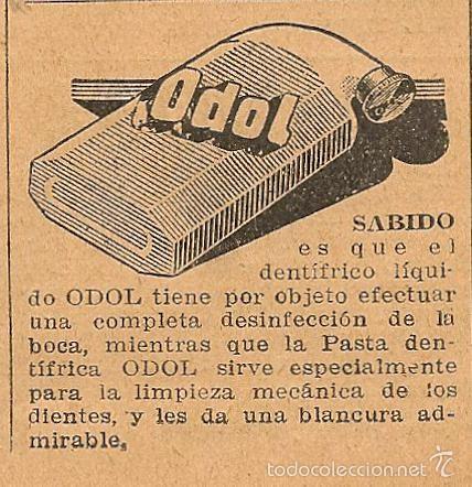 Collection Magazines and Newspapers: Publicidad dent&iacute;frico ODOL - 1921