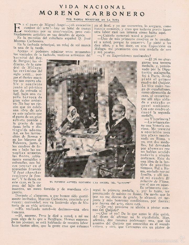Coleccionismo de revistas y peri&oacute;dicos: * PINTURA * Moreno Carbonero / por Ram&oacute;n Mart&iacute;nez de la Riba - 1921