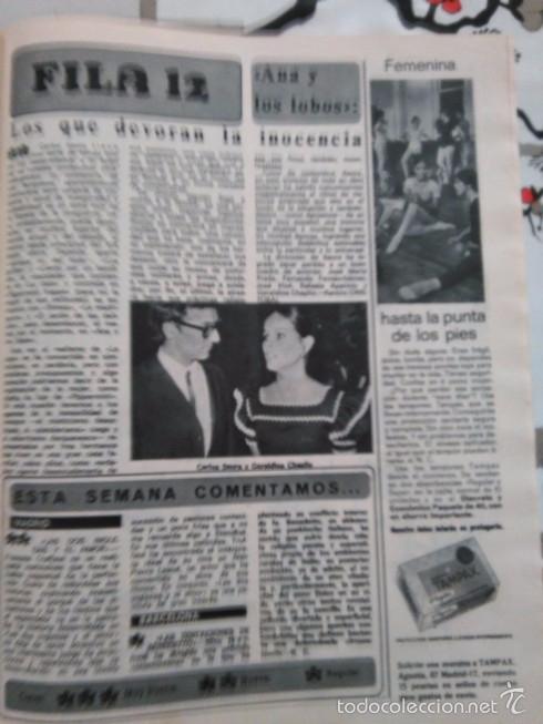 Coleccionismo de Revistas y Peri&oacute;dicos: RECORTE CARLOS SAURA GERALDINE CHAPLIN