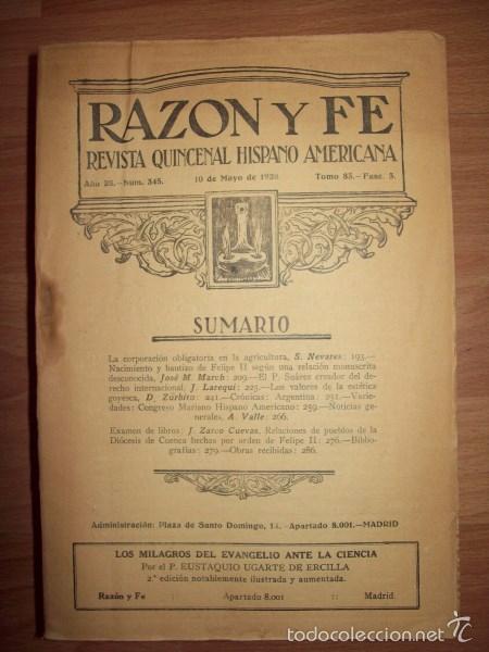 Sammeln von Zeitschriften und Zeitungen: RAZ&Oacute;N Y FE : Revista Quincenal Hispano Americana. A&ntilde;o 28 ; N&ordm; 345 ; 10 de mayo de 1928