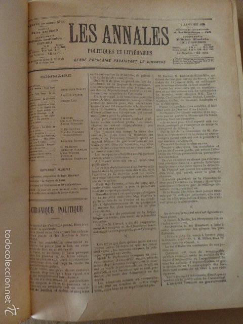 Coleccionismo de Revistas y Peri&oacute;dicos: TOMO ENCUADERNADO DE LES ANNALES POLITIQUES ET LITTERAIRES. 1894. REVUE POPULAIRE PARAISSANT LE DI