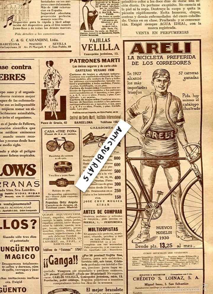 Coleccionismo de Revistas y Peri&oacute;dicos: REVISTA A&Ntilde;O 1930 BICICLETA ARELI FABRICA DE TOLDOS LA REPOSICION ILUSTRES EN LA FABRICA DANONE