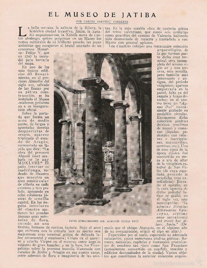 Coleccionismo de Revistas y Peri&oacute;dicos: * J&Aacute;TIVA * X&Agrave;TIVA * El museo de Jatiba / Carlos Sarthou Carreres - 1921