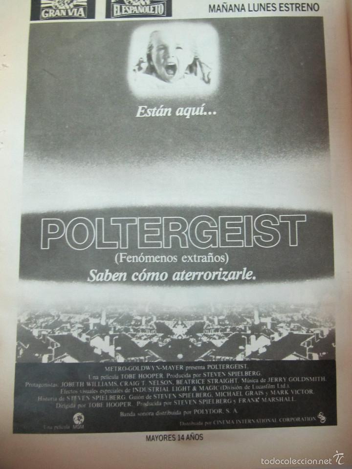 Coleccionismo de Revistas y Peri&oacute;dicos: CARTELES POLTERGEIST EN BUSCA DEL HUEVO PERDIDO ANGUSTIA EN EL HOSPITAL CENTRAL EN DIARIO ABC 1982