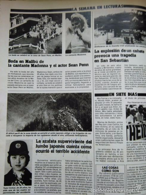 Coleccionismo de Revistas y Peri&oacute;dicos: recorte madonna boda con sean penn
