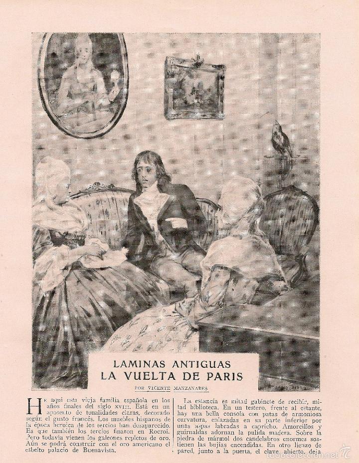 Collezionismo di Riviste e Giornali: L&aacute;minas antiguas: la vuelta de Par&iacute;s / Vicente Manzanares; dibujo Lozano Sidro  - 1921