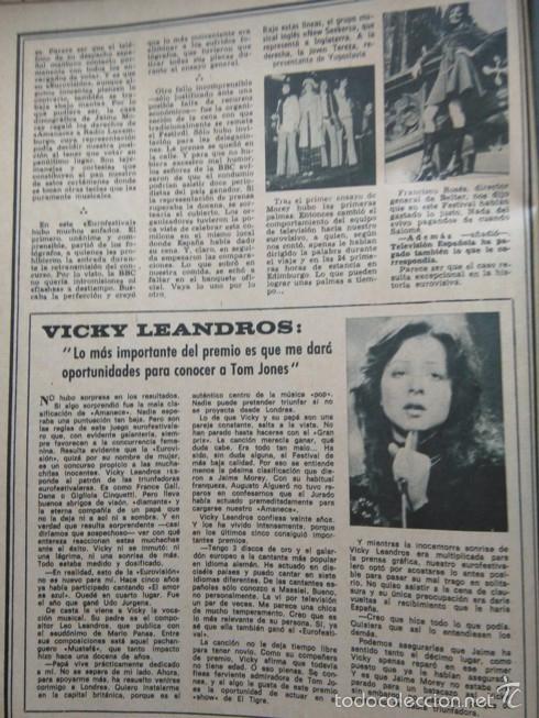 Coleccionismo de Revistas y Peri&oacute;dicos: RECORTE VICKY LEANDROS NEW SEEKERS TEREZA EUROVISION