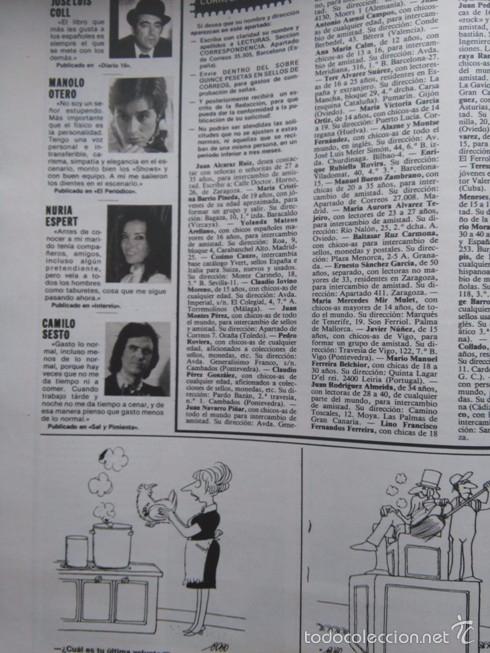 Coleccionismo de revistas y peri&oacute;dicos: recorte nuria espert manolo otero jose luis coll camilo sesto
