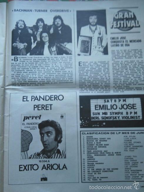 Coleccionismo de Revistas y Peri&oacute;dicos: recorte BACHMAN TURNER OVERDRIVE EMILIO JOSE PERET