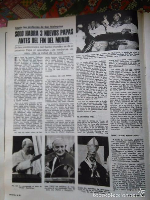 Collectionnisme de Revues et Journaux: recorte LA PROFECIA DE SAN MALAQUIAS