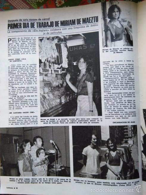 Colecionismo de Revistas e Jornais: recorte MIRIAM DE MAETZU SALE DE LA CARCEL