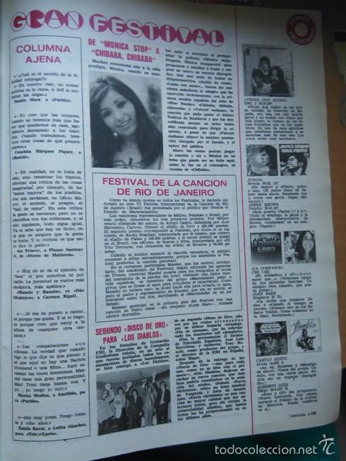 Coleccionismo de revistas y peri&oacute;dicos: RECORTE monica stop chibaba chibaba los diablos junior camilo sesto