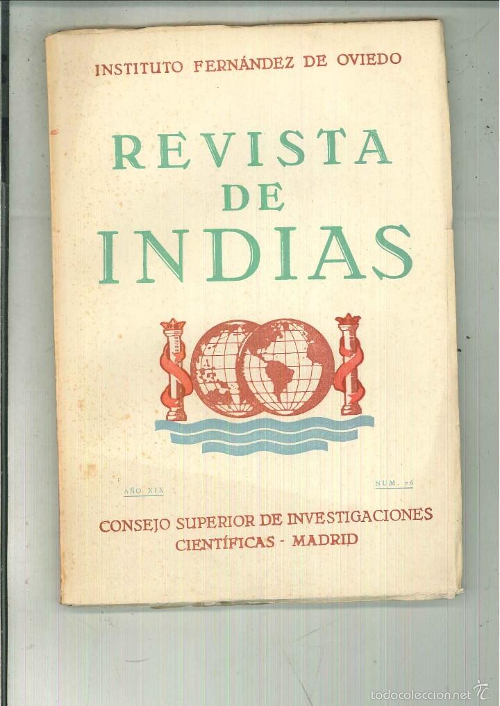 Sammeln von Zeitschriften und Zeitungen: REVISTA DE INDIAS. A&Ntilde;O XIX NUM. 76. Instituto Fern&aacute;ndez de Oviedo