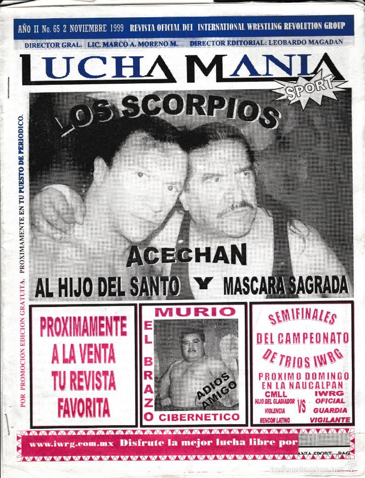 Collezionismo di Riviste e Giornali: Lucha Man&iacute;a n&ordm; 65 (2 noviembre 1999) M&eacute;jico