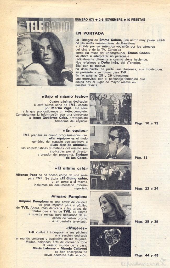 revista tele radio n. 671. 02/11/1970. emma coh - Comprar ...
