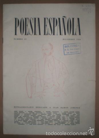 Coleccionismo de Revistas y Peri&oacute;dicos: POESIA ESPA&Ntilde;OLA n&ordm; 60 (diciembre de 1956). N&ordm; extraordinario dedicado a JUAN RAMON JIMENEZ,
