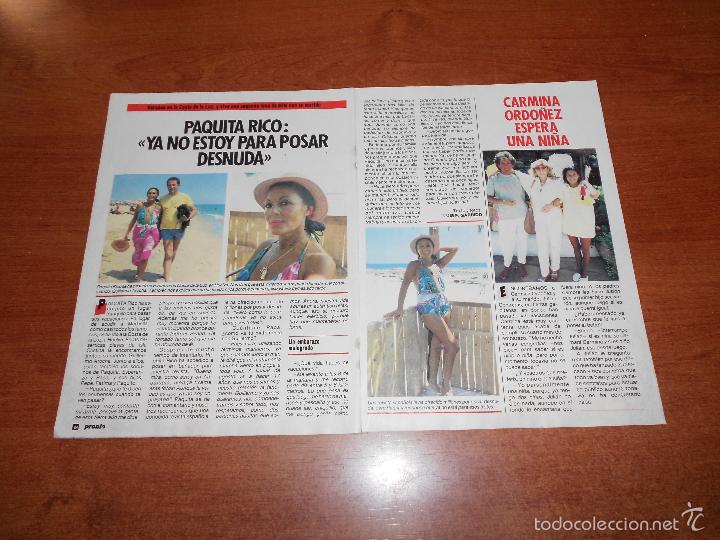 Coleccionismo de revistas y peri&oacute;dicos: RECORTE DE PRENSA 1985: PAQUITA RICO - CARMINA ORDO&Ntilde;EZ