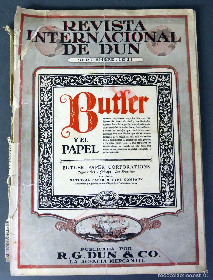 Coleccionismo de revistas y peri&oacute;dicos: Revista Internacional de Dun Comercio Agencia Mercantil RG Dun y Co Sept 1921 publicidad &eacute;poca