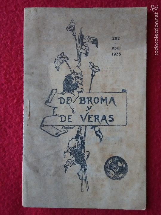 Collezionismo di Riviste e Giornali: De bromas y de veras. 1935. N&ordm; 292
