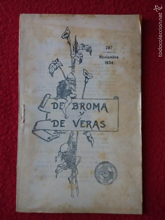 Collezionismo di Riviste e Giornali: De bromas y de veras. 1934 N&ordm; 287