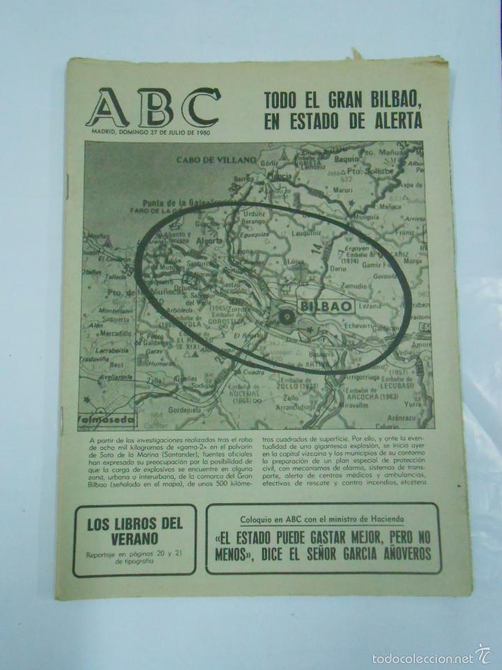 Coleccionismo de revistas y peri&oacute;dicos: PERIODICO ABC DOMINGO 27 DE JULIO DE 1980. TODO EL GRAN BILBAO EN ESTADO DE ALERTA. TDKR21