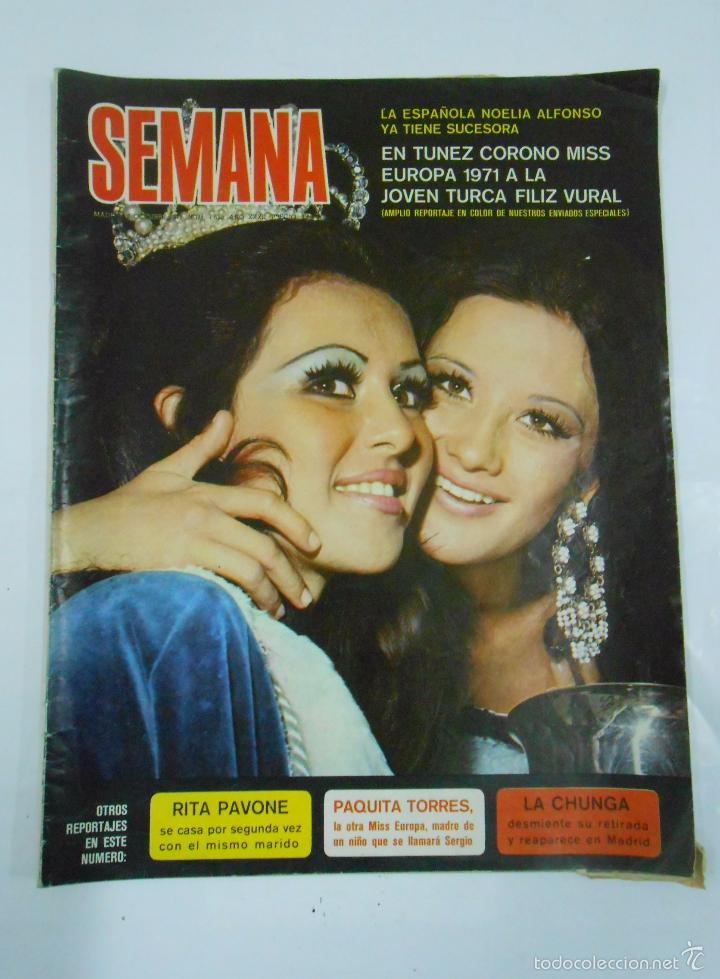 Coleccionismo de Revistas y Peri&oacute;dicos: REVISTA SEMANA N&ordm; 1650. 2 DE OCTUBRE DE 1971. A&Ntilde;O XXXII. FILIZ VURAL MISS EURIPA. RITA PAVONE TDKR21