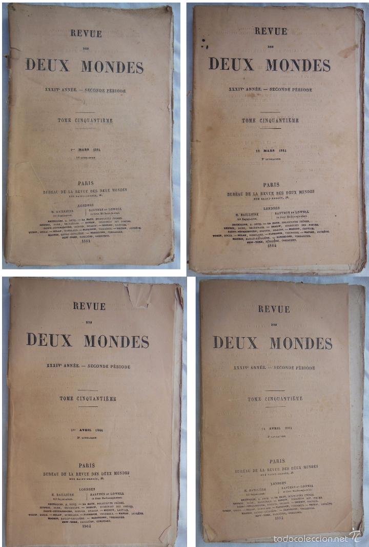 Colecionismo de Revistas e Jornais: REVUE DES DEUX MONDES. Tomo 50 (4 vol&uacute;menes) Mars - Avril 1864