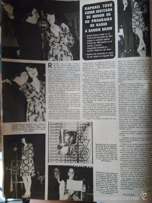 Coleccionismo de Revistas y Periódicos: RECORTE RAPHAEL NATALIA FIGUEROA SANDIE SHAW . Lote 58251426