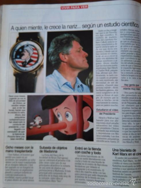 Coleccionismo de Revistas y Peri&oacute;dicos: recorte pinocho bill clinton