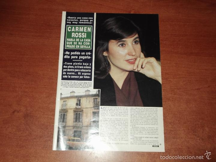 Coleccionismo de Revistas y Peri&oacute;dicos: RECORTE PRENSA 1990: CARMEN ROSSI COMPRA CASA EN SEVILLA