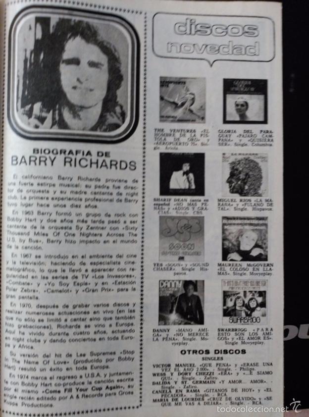 Coleccionismo de Revistas y Peri&oacute;dicos: recorte BARRY RICHARDS GLORIA DEL PARAGUAY MIGUEL RIOS MAUREEN MCGOVERN SWARBRIGG