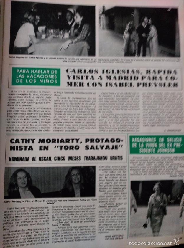 Coleccionismo de Revistas y Peri&oacute;dicos: RECORTE CARLOS IGLESIAS ISABEL PREYSLER CATHY MORIARTY VIKKI DE LA MOTTA
