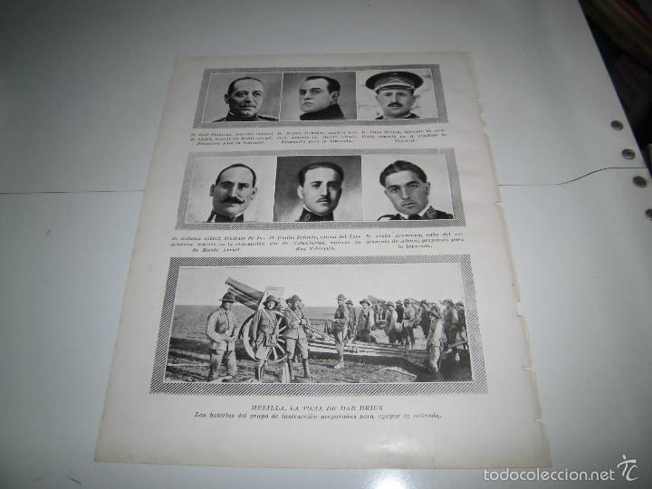 Sammeln von Zeitschriften und Zeitungen: MELILLA LA TOMA DE DAR DRIUS.JOSE PIQUERAS.TEOFILO REBOLLAR.ELIASHOJA DE REVISTA BLANCO Y NEGRO 1922