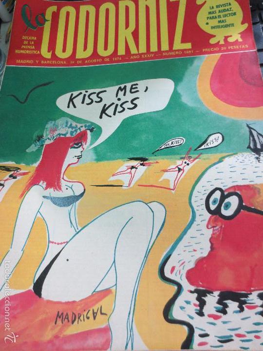 Coleccionismo de Revistas y Peri&oacute;dicos: REVISTA LA CODORNIZ N&ordm; 1691 18 DE AGOSTO DE 1974 A&Ntilde;O XXXIV