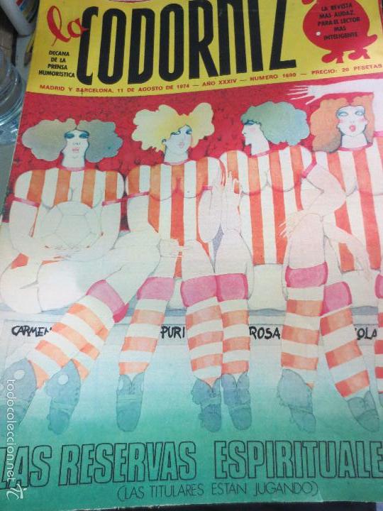 Coleccionismo de Revistas y Peri&oacute;dicos: REVISTA LA CODORNIZ N&ordm; 1690 11 DE AGOSTO DE 1974 A&Ntilde;O XXXIV