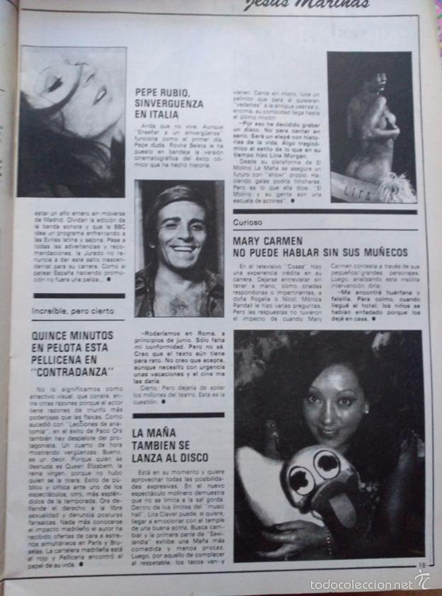 Coleccionismo de Revistas y Peri&oacute;dicos: RECORTE ROCIO JURADO PEPE RUBIO MARY CARMEN Y SUS MU&Ntilde;ECOS LA MA&Ntilde;A