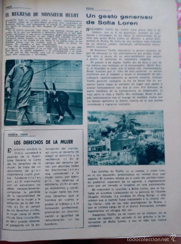 Coleccionismo de Revistas y Peri&oacute;dicos: recorte MONSIEUR HULOT SOFIA LOREN