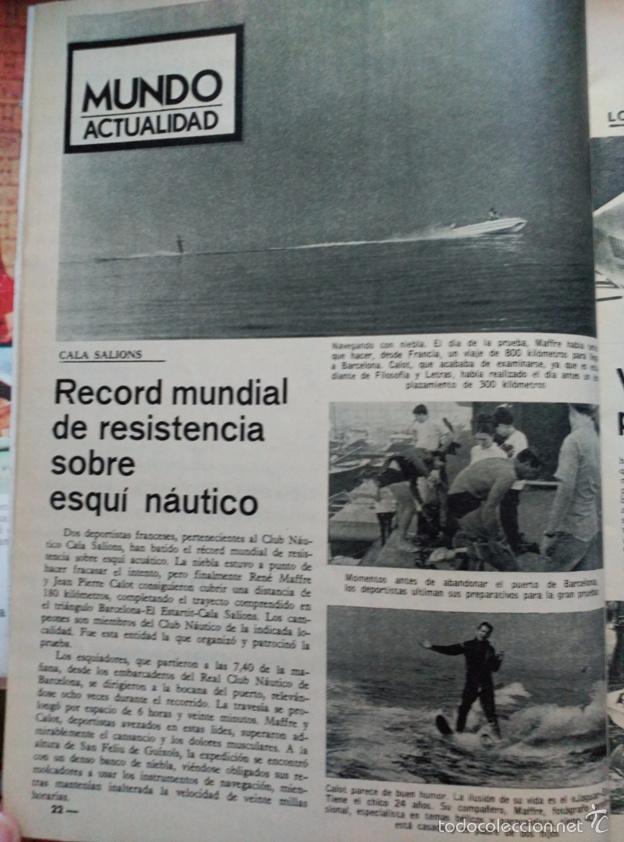 Coleccionismo de revistas y peri&oacute;dicos: recorte RECORD MUNDIAL DE RESISTENCIA SOBRE ESQUI ACUATICO