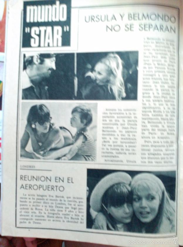 Coleccionismo de revistas y peri&oacute;dicos: RECORTE URSULA ANDRESS JEAN PAUL BELMONDO EVA BARTOK